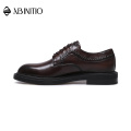 ABINITIO High Quality Luxury Brown Genuine Leather Men Dress Shoes For Men